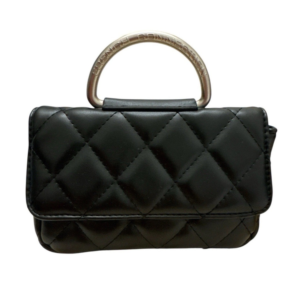 NEW NWT French Connection Quilted Top Handle Crossbody Bag Purse Mell in Black